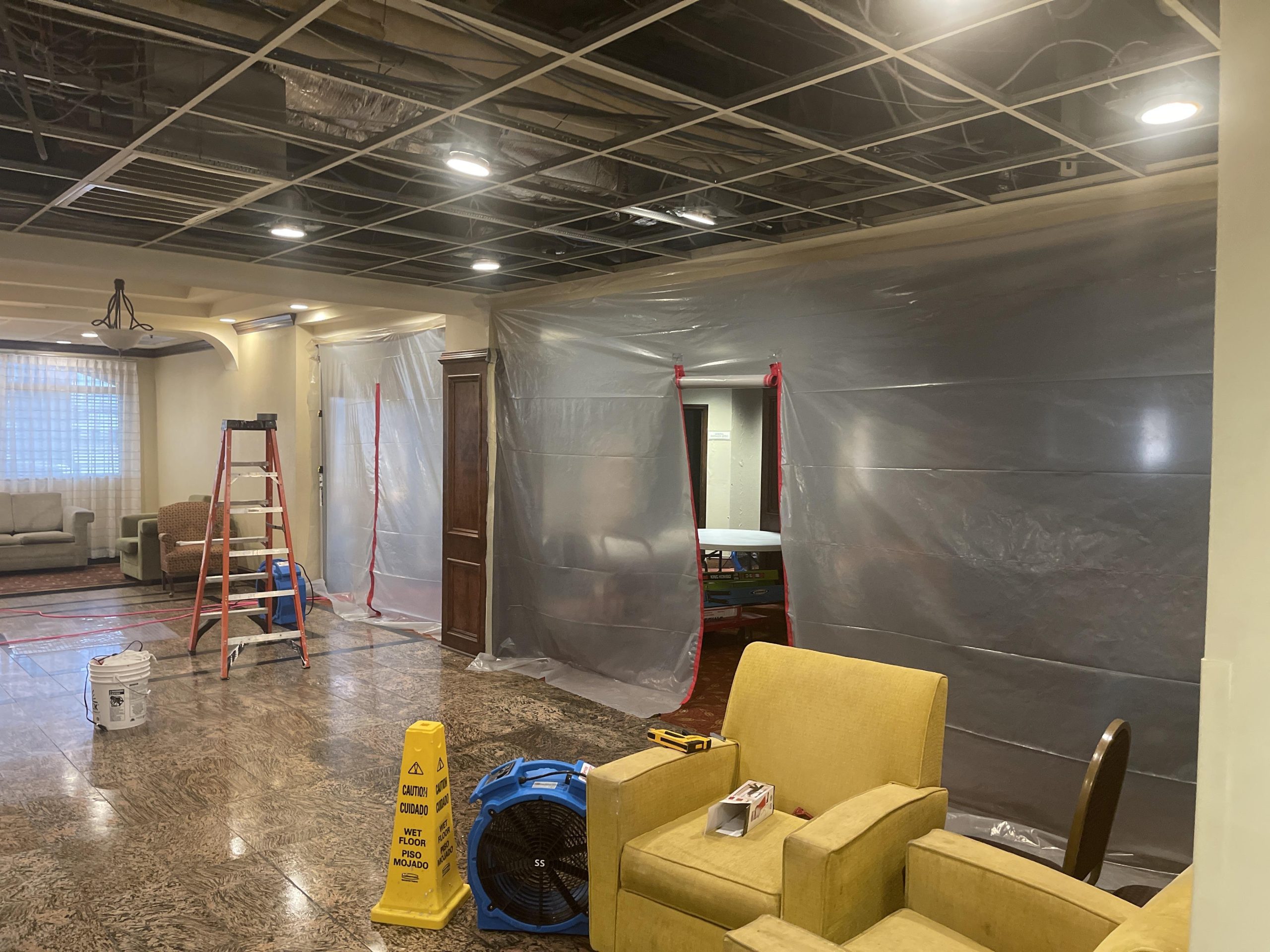 Hotel Sprinkler Line Burst | Water Damage Lobby Progressing | Service Restoration | Little Rock
