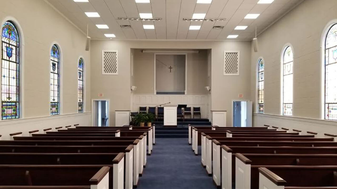 church sanctuary after restoration