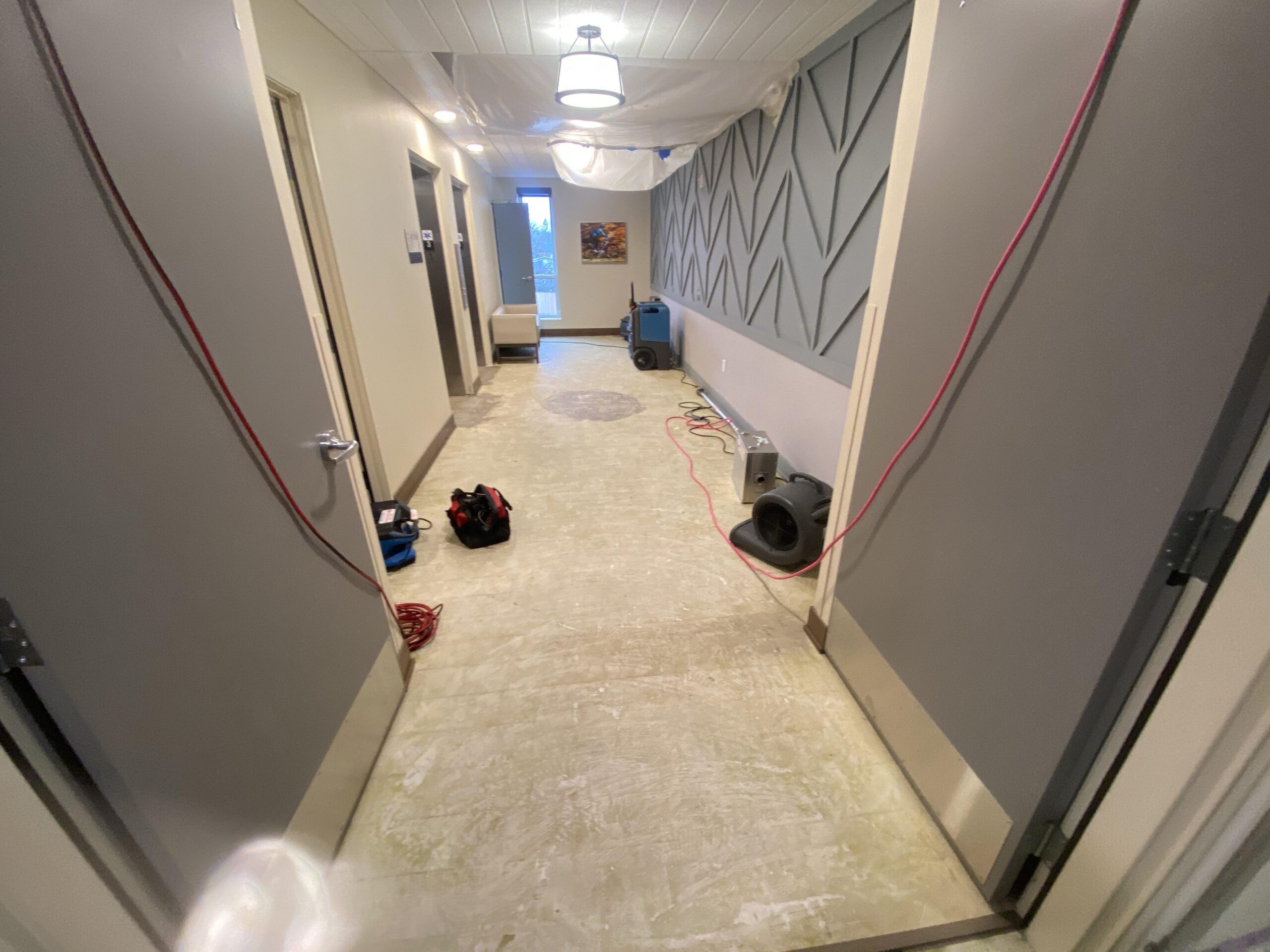 third floor elevator lobby drying
